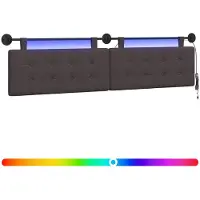vidaXL Hangend hoofdbord Met LED-verlichting Donkerbruin Stof