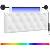 vidaXL Hangend hoofdbord Met LED-verlichting Wit Stof