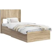 vidaXL Bedframe met opbergruimte en hoofdbord Sonoma Eiken 75 x 190 cm