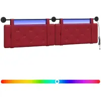 vidaXL Hangend hoofdbord Met LED-verlichting Wijnrood Kunstleer