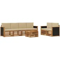 vidaXL Buiten bank set 7 st Natuurlijk en Beige Massief Acacia Hout
