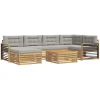 vidaXL Buiten bank set 7 st Wit en Lichtgrijs