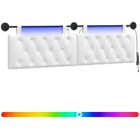 vidaXL Hangend hoofdbord Met LED-verlichting Wit Stof