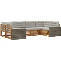 vidaXL Buiten bank set 6 st Naturel en lichtgrijs Massief Acacia Hout