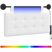 vidaXL Hangend hoofdbord Met LED-verlichting Wit Stof