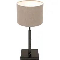 Steinhauer Tafellamp stang kort zwart met linnen taupe kap
