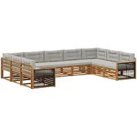 vidaXL Buiten bank set 9 st Naturel en lichtgrijs Massief Acacia Hout