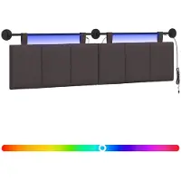 vidaXL Hangend hoofdbord Met LED-verlichting Donkerbruin Stof