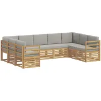 vidaXL Sectionele bankset 9 pcs Wit en Lichtgrijs 304 x 185,5 x 73 cm