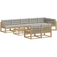 vidaXL Buiten bank set 9 st Wit en Lichtgrijs Polyester
