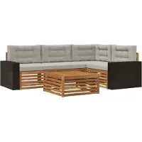 vidaXL Buiten bank set 5 pcs Naturel en lichtgrijs 79 x 79 x 37 cm