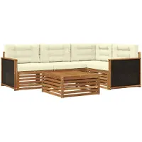 vidaXL Buiten bank set 5 st Natuurlijk en Crème Polyester
