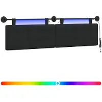 vidaXL Hangend hoofdbord Met LED-verlichting Zwart Stof