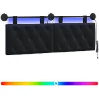 vidaXL Hangend hoofdbord Met LED-verlichting Zwart Fluweel