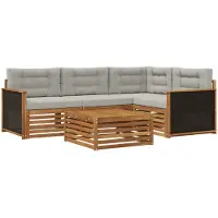 vidaXL Buiten bank set 5 st Naturel en lichtgrijs Polyester