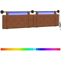 vidaXL Hangend hoofdbord Met LED-verlichting Bruin Antiek PU