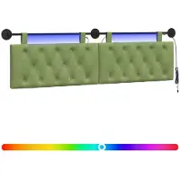vidaXL Hangend hoofdbord Met LED-verlichting Lichtgroen Fluweel