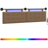 vidaXL Hangend hoofdbord Met LED-verlichting Cappuccino Kunstleer