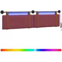 vidaXL Hangend hoofdbord Met LED-verlichting Wijnrood Antiek PU