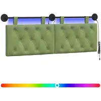 vidaXL Hangend hoofdbord Met LED-verlichting Lichtgroen Fluweel