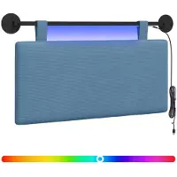 vidaXL Hangend hoofdbord Met LED-verlichting Blauw Corduroy stof
