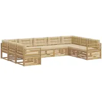 vidaXL Buiten bank set 9 st Wit en Beige Massief Acacia Hout