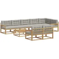 vidaXL Buiten bank set 9 st Wit en Lichtgrijs Polyester