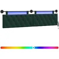vidaXL Hangend hoofdbord Met LED-verlichting Donkergroen Fluweel