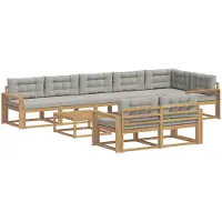 vidaXL Buiten bank set 9 st Wit en Lichtgrijs Polyester