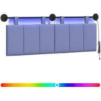 vidaXL Hangend hoofdbord Met LED-verlichting Jeans Blauw Stof