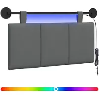 vidaXL Hangend hoofdbord Met LED-verlichting Donkergrijs Stof