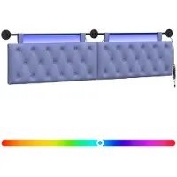 vidaXL Hangend hoofdbord Met LED-verlichting Jeans Blauw Stof