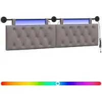 vidaXL Hangend hoofdbord Met LED-verlichting Taupe Stof