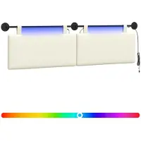 vidaXL Hangend hoofdbord Met LED-verlichting Crèmekleurig