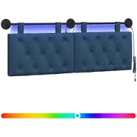 vidaXL Hangend hoofdbord Met LED-verlichting Blauw Stof