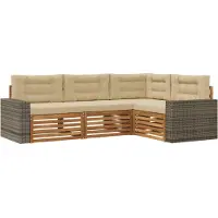 vidaXL Buiten bank set 4 st Natuurlijk en Beige Polyester