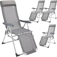 Casaria Tuinstoel 4 stuks Grijs Aluminium