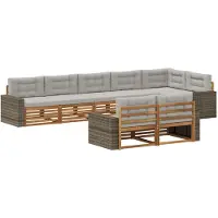 vidaXL Tuinset met 8 zitplaatsen, natuurlijke en lichtgrijze kleur