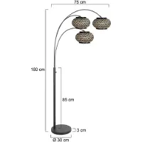 Steinhauer Booglamp - vloerlamp Nox Light, zwart, Woon-/ Eetkamer, metaal, booglamp