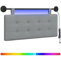 vidaXL Hangend hoofdbord Met LED-verlichting Lichtgrijs Stof