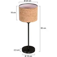Steinhauer Tafellamp Noor met kurk kap Ø20cm