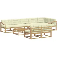 vidaXL Buiten bank set 9 st Wit en crèmekleurig Polyester