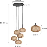 Steinhauer 5-lichts hanglamp Ropex 4525ZW - speelse touwlamp voor vide