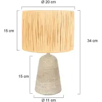 Steinhauer Tafellamp steen Travino met stro kap Ø20cm