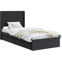vidaXL Bedframe met opbergruimte en hoofdbord Zwart 75 x 190 cm