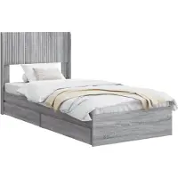 vidaXL Bedframe met opbergruimte en hoofdbord Grijs Sonoma 75 x 190 cm