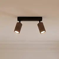 TK Lighting Plafondspot Tune, 2-lamps, bruin, metaal, lengte 44 cm dimbaar, bruin / roest, Woon-/ Eetkamer, Aluminium, buitenspot