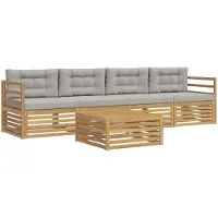 vidaXL Buiten bank set 5 st Wit en Lichtgrijs Massief Acacia Hout
