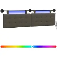 vidaXL Hangend hoofdbord Met LED-verlichting Grijs Kunstleer