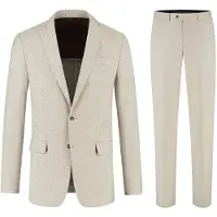 Gents - pak / kostuum katoen-linnen beige-bruin - Katoen - Beige - Maat 56/56